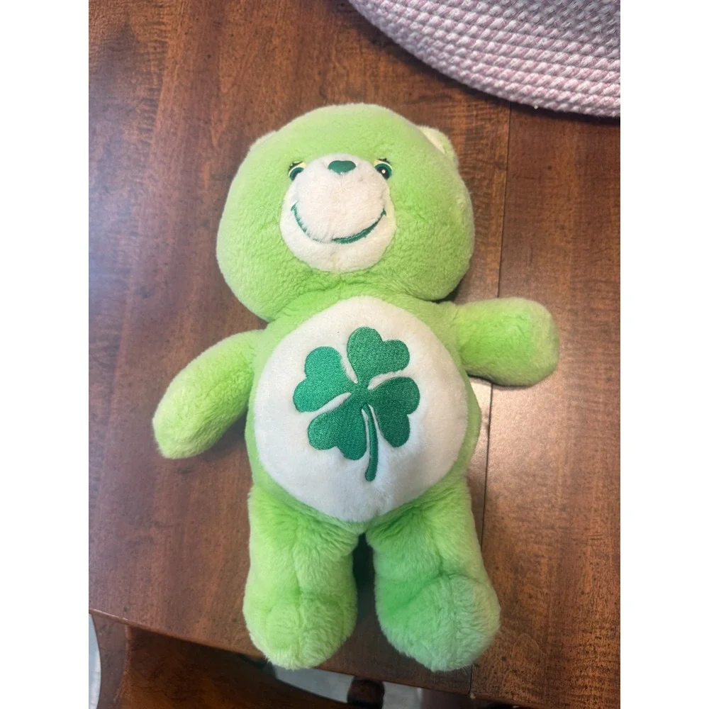 Vintage 2002 Care Bears Good Luck Bear Green Clover Plush Play Along